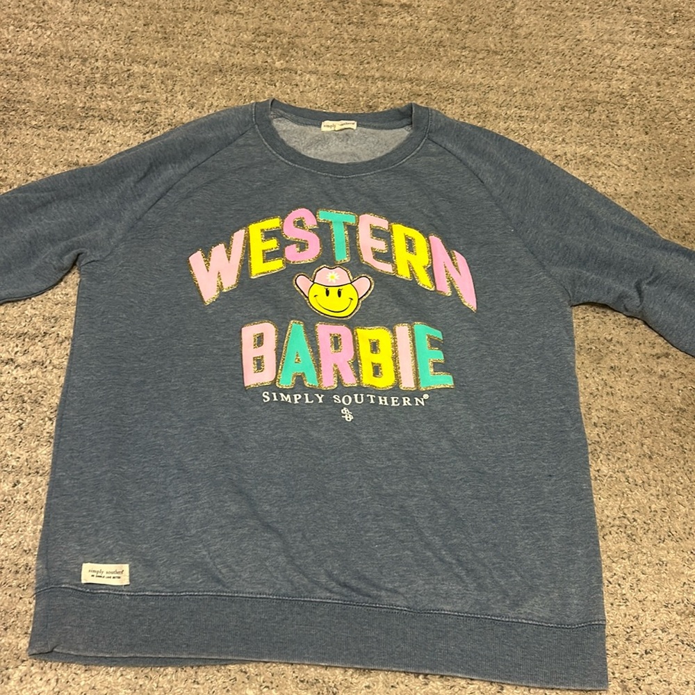 Simply Southern Blue Western Barbie Sweatshirt